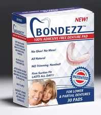 Adhesive Free Denture Pads | Lower Denture | 30 Pack | Secure & Comfortable Fit