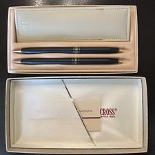 Cross Century Classic Matte Black Gold Leaf Pen  Pencil Set Ladies Vintage USA