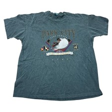 Vintage Single Stitch T-Shirt Utah Ski Grafik Print Grün Herren XL