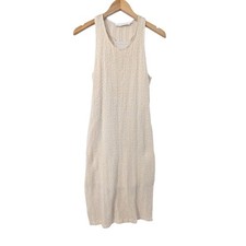 Astr The Label Crochet Midi Dress Womens S Beige Stripe Beach Festival Boho Vaca