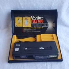 Vintage Vivitar TELE 603 Camera 110 Film With Flash, Case, Paperwork NOT WORKING