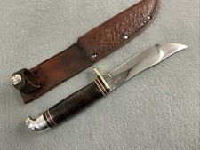 VTG 1950-60s WESTERN BOULDER COLO. BOY SCOUT HUNTING KNIFE & LEATHER BELT CASE