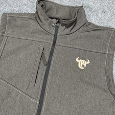 Cowboy Hardware Vest Mens 2XL Gray Fleece Lined Western Cowboy Embroidered