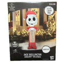 Santa Jack Skellington Wish List Gemmy Airblown Inflatable 5.5 ft Christmas NBC