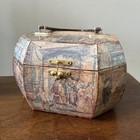 VTG Anton Pieck Scenic Decoupage Lucite ? Handle Wooden Hinged Purse Octagon Box