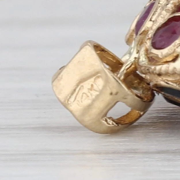 1.20ctw Blue Sapphire Red Ruby Reversible Pendant 14k Yellow Gold - Image 4 of 4