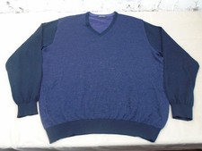 St. Croix Wool Men's L Pullover V-Neck Sweater Made in USA Blue Preppy Grandpa