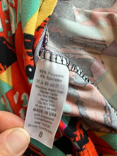 LulaRoe Girls Dress Size 8 Red Black Purple Yellow Geometric Art Pattern - Picture 5 of 5