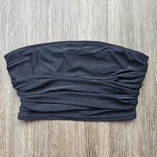 SHEIN Black Ruched Strapless Tube Top Casual Party Club Women's Small