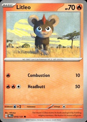 Litleo 015/131 Common Prismatic Evolutions Pokemon Near Mint