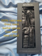 Saville Row Men's Genuine Leather 100% Cashmere Lined Gloves Size M NEW