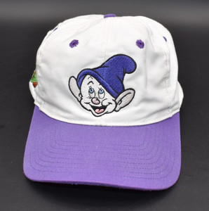 Vintage 90’s Rare Dopey SnapBack Hat or Cap from Disney Cream and Purple OS  Disney Snow White 7 Dwarfs Dopey Vintage American Needle  main image 4