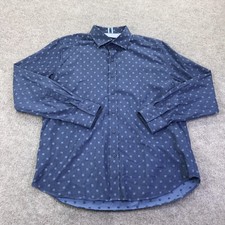 Robert Graham Shirt Mens XL Blue Geometric Tailored Fit Button Up Long Sleeve