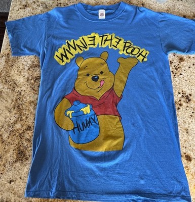 Vintage NOS 90s Blue Winnie The Pooh Lovable Huggable Silly Bear Sleep Shirt