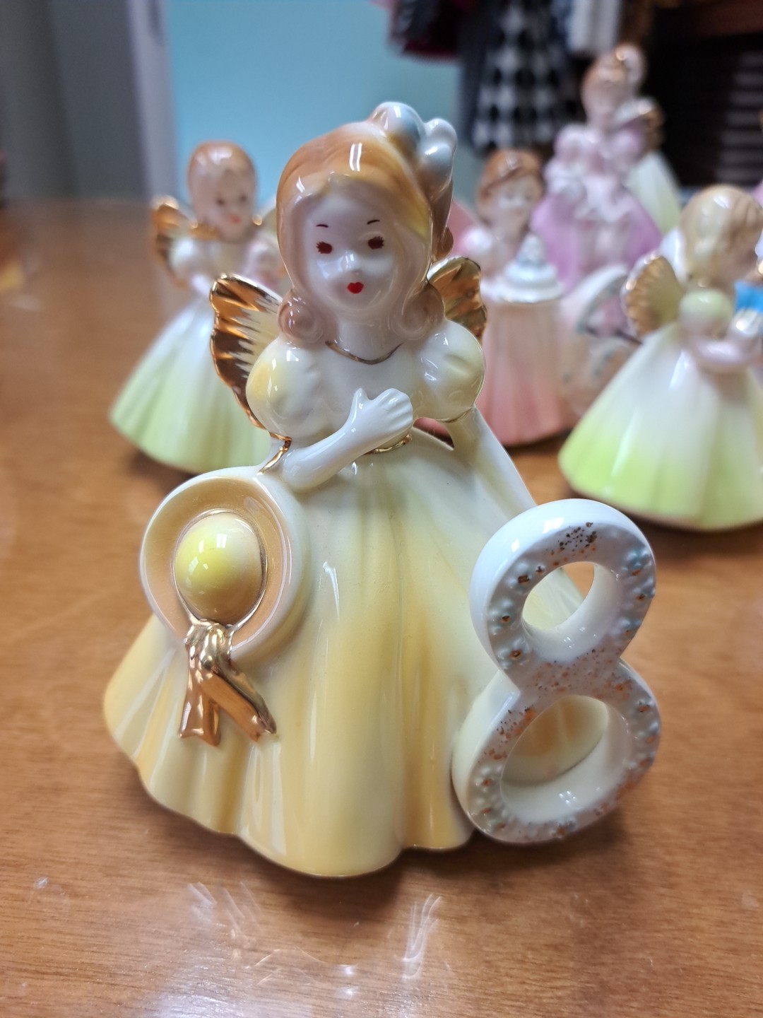 Vintage Josef Originals 8th Birthday Angel Girl  Porcelain Figurine Yellow