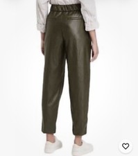 A New Day Olive Green Faux Leather Fully Lined Pull On Pants Women  s Size XS.