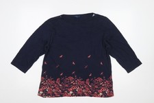 Cotton Traders Women’s Blue Floral Tunic Top Size 16 3/4 Sleeve