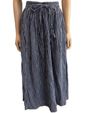 TOAST Striped Cotton Calico Midi / Maxi Skirt with Gathered Elasticated Waist S