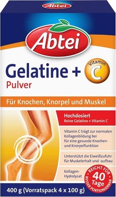 Abtei Gelatine Pulver Plus - reine Gelatine und Vitamin C für Knochen, Knorpel u