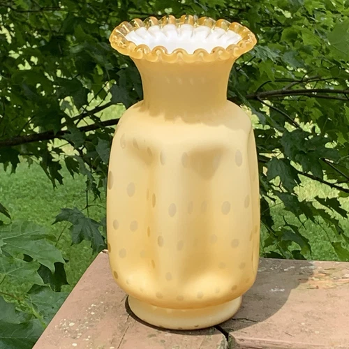 Vintage Fenton Bubble Optic Pinched Cased Vase in Honey Amber 1961 Glass 8.5"
