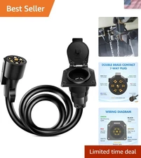 3FT 7-Way Trailer Extension Cable with Durable Copper Terminals for Safe Towing
