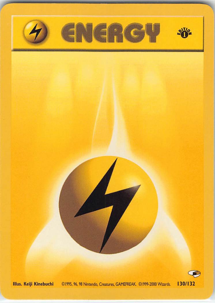 Lightning Energy 130/132 Gym Heroes Pokemon 1st Edition Near Mint