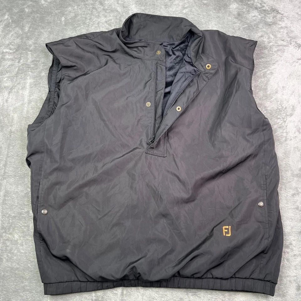 Chaleco Footjoy Dryjoys Para Hombres Grande Negro 1/4 Cremallera A Presión Golf Rendimiento Forrado Gorp Foto 2 de 4