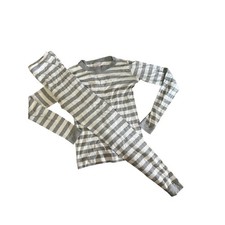 Hanna Andersson Gray  White Stripe Long Sleeve  Pants Pajama Set Sz 14