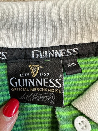 Guinness Beer Green & Blue Striped Official Merchandise Polo Shirt: Girls 16-18 - Picture 7 of 8
