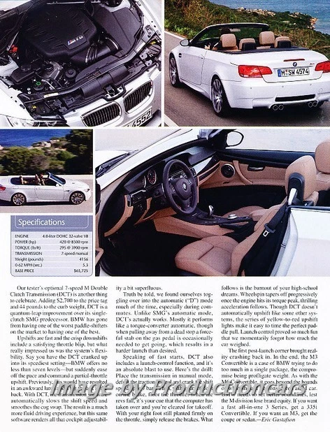 2008 2009 BMW M3 Convertible Original Car Review Print Article J710 Foto 2 de 2