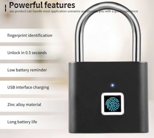 Fingerabdruck Smart Keyless Vorhängeschloss Türschloss Koffer Fingerprint Lock - Bild 2 von 9