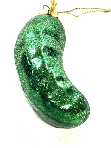 DE COLECCIÓN VIDRIO VERDE PEPINO PEPINO ADORNO DE NAVIDAD 3 PULGADAS - Imagen 3 de 4