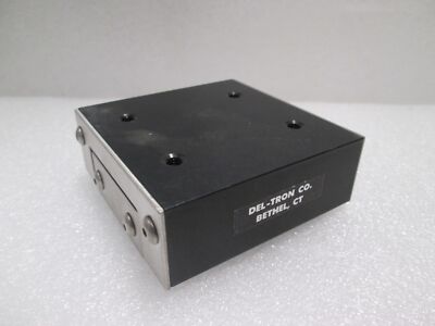 Del-Tron,  Linear Bearing Guide Block w/ Guide Rail, Used