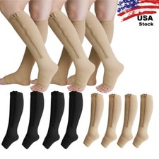 3Pair Open Toe Compression Socks 20-30mmHg Calf Leg Ankle Support Stocking XMAS