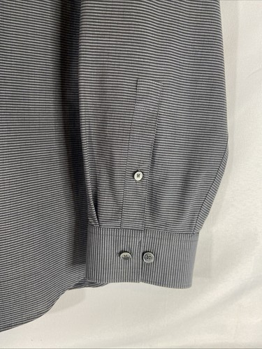 Calvin Klein nero e grigio a righe manica lunga con bottoni taglia XL vestibilità slim - Foto 6 di 7