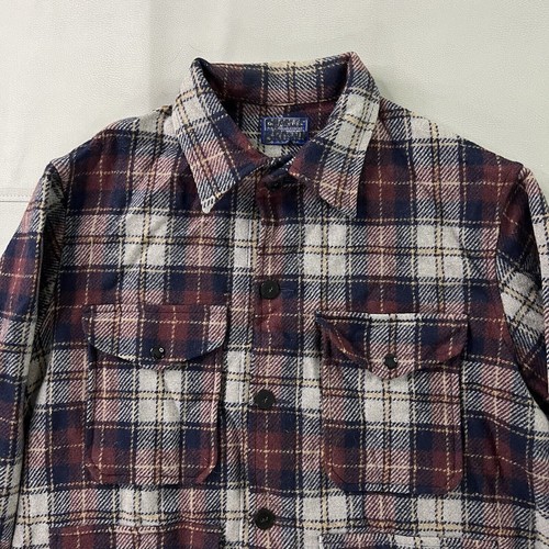 VTG 60/70 Pendleton Plaid Flannel Heavy Loop Collar Shacket Chore Jacket-XL-0543 - Picture 2 of 18