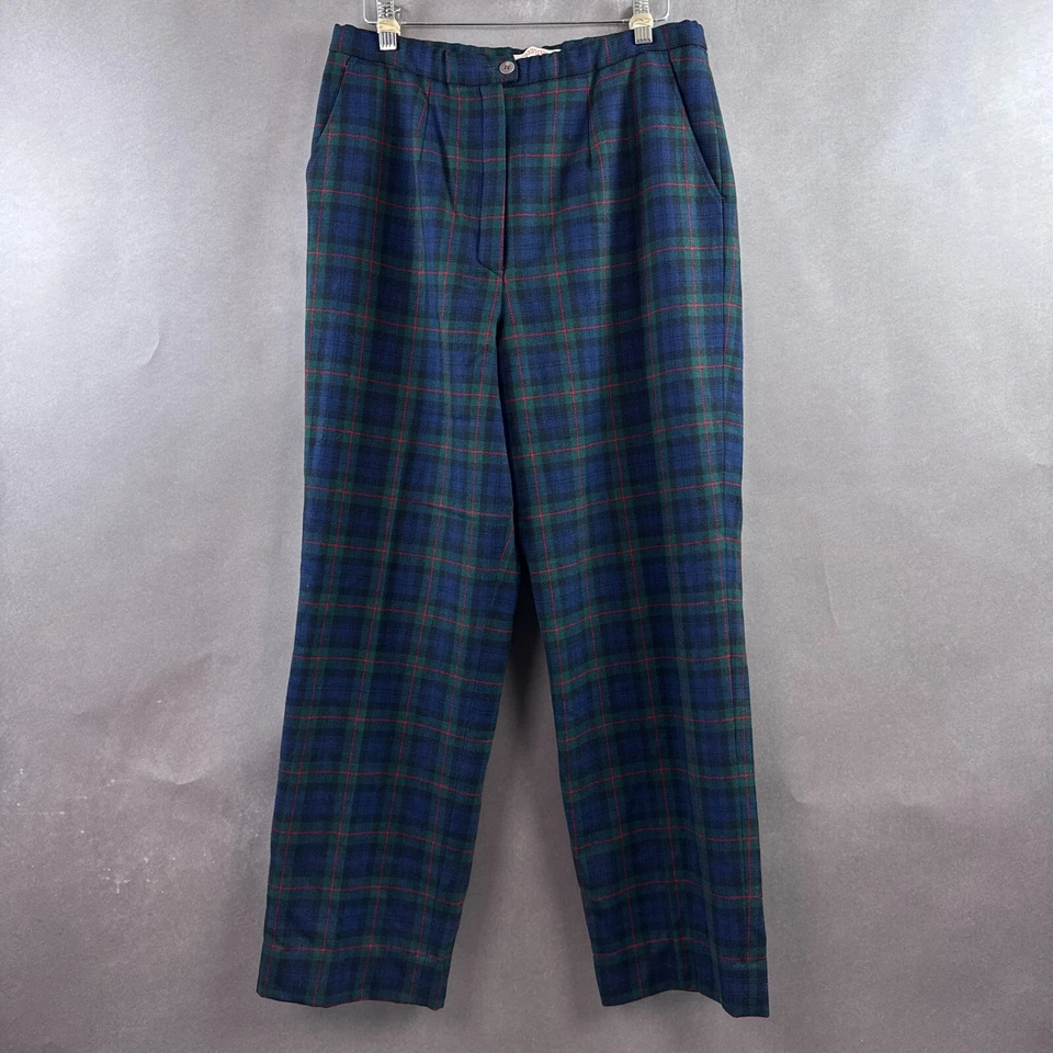 Pantalones Pendleton Vintage Mujer 12 Azul Verde Argyle Tartán Cuadros Hecho en EE. UU. Lana Foto 2 de 4
