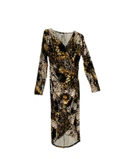 Venus Dress Woman's Medium Maxi Bodycon Animal Print Wrap Skirt Front V-Neck