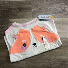 "NEW" CAT JACK Pullover 3/4 Sleeves White Dog Print Shirt Girl's Size M 7-8