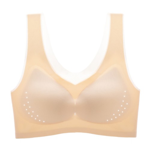 Women Ultra-thin Ice Silk Seamless Padded Bra Soft Bralette Mesh Full Wrap - Picture 17 of 47