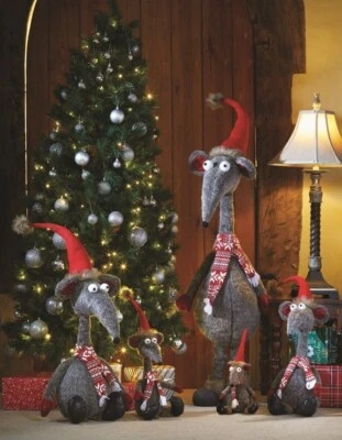THREE KINGS Grey Rats Christmas Decorations The Festive Rat Pack Plush Xmas Ornaments 33-140