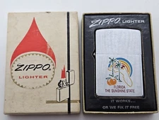 1970s ZIPPO Florida Travel Souvenir Advertising Cigarette Lighter w/Original BOX