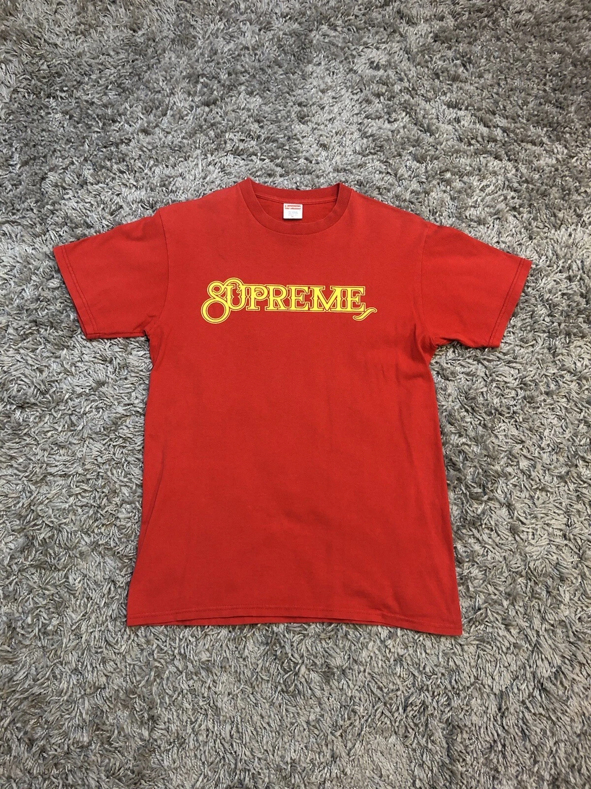 Supreme 2001 Santana Graphic Logo T Shirt Rouge Medium Band Tee ~ RARE ~ Haut Homme