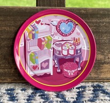   3.5" Small Pink Toy Aluminum Plate Teaset Replacement Dresser Bookshelf Pattern