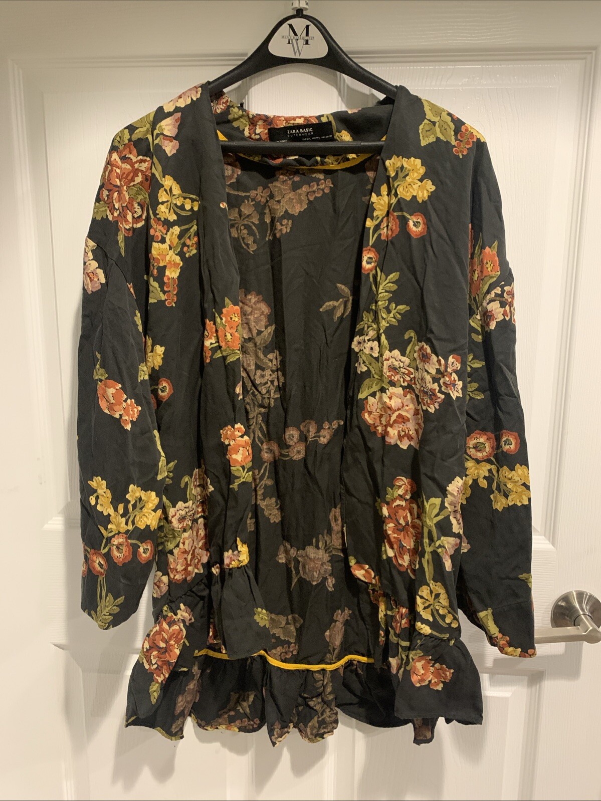 Zara Basic Floral Print Ruffle Hemline Tencel Lon… - image 1