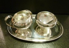 K&uuml;hn Zuckerschale Milchk&auml;nnchen Tablett 925 er Sterling Silber Zucker & Milch