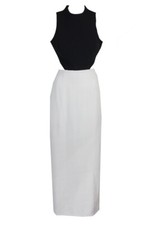 Aidan Mattox Black Ivory Sleeveless Mock Neck Cutout Column Gown 12