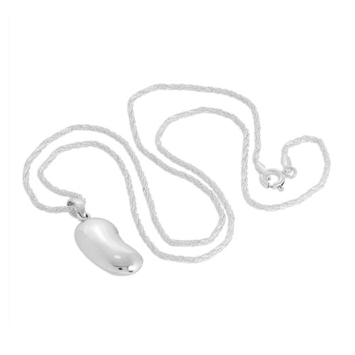 Sterling Silver Kidney Bean Necklace 16 - 24 Inches - Picture 3 of 15