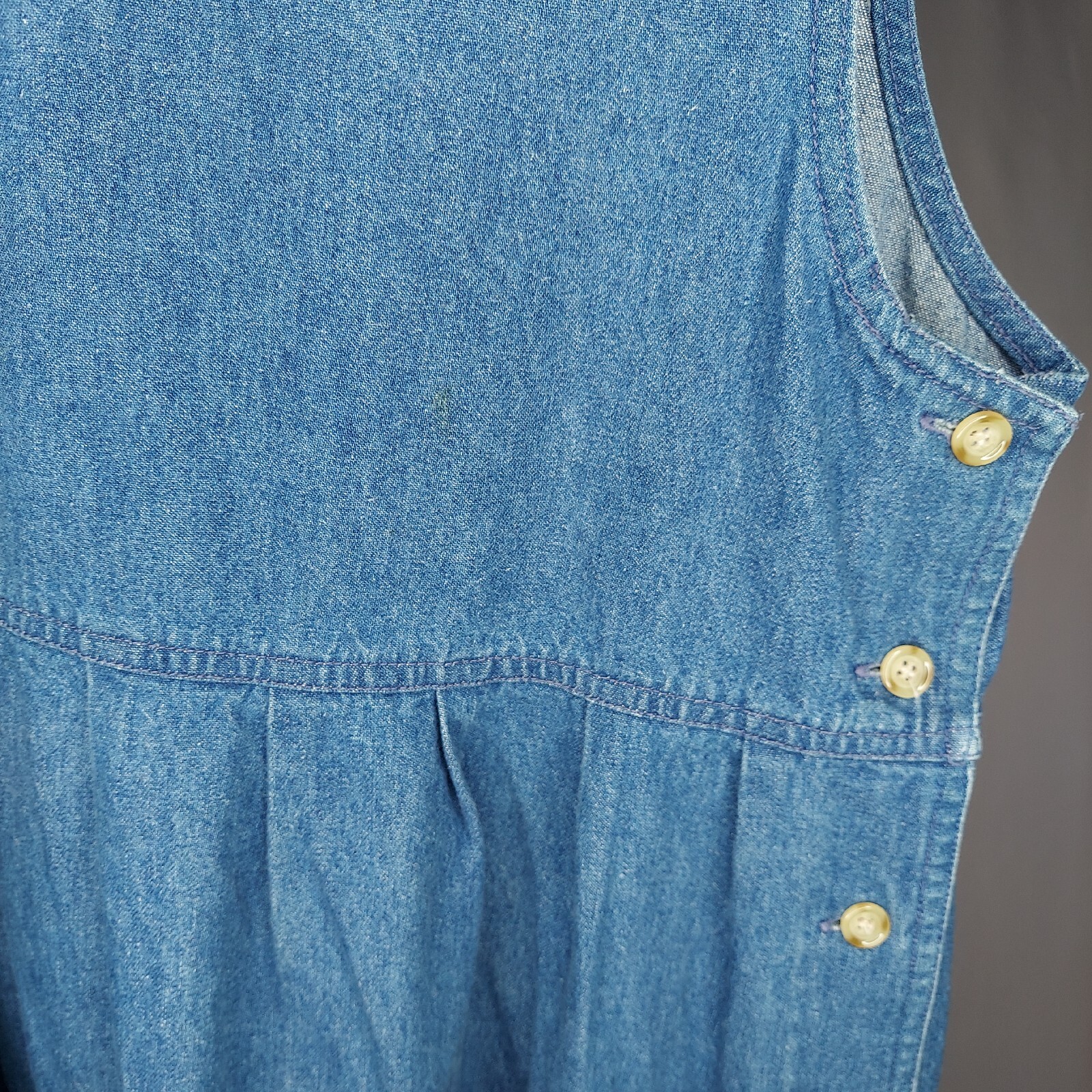 Boundary Waters Vtg Denim Jumper Large Blue Sleeveless Midi Pleated Pocket VNeck