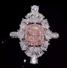 Cushion, Pear  Round Shape Fabulous Pink  White CZ In 925 Silver Wedding Ring